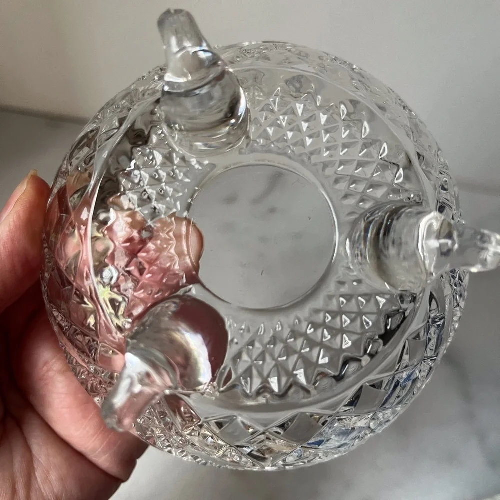 Vintage Clear Crystal Candy Dish or Nut Bowl with Lid